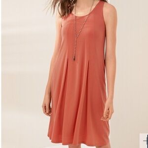 Garnet Hill Pleat Detail Tank Dress Orange Medium R
